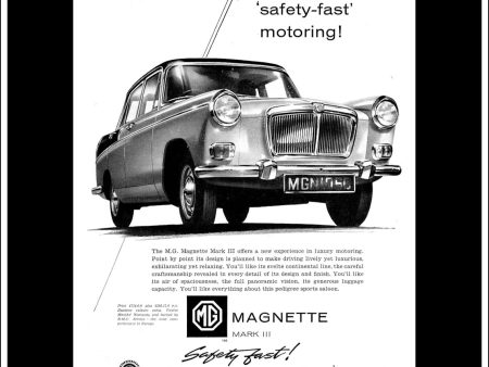 M.G. Magnette Mk III. BMC. Original Vintage Advert From November, 1959. Online Sale