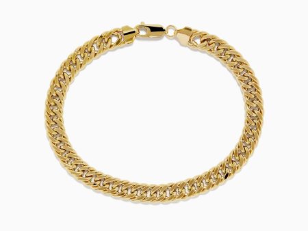 14K Two-Tone Yellow and White Gold Reversible Curb Chain Link Bracelet 9  Sale