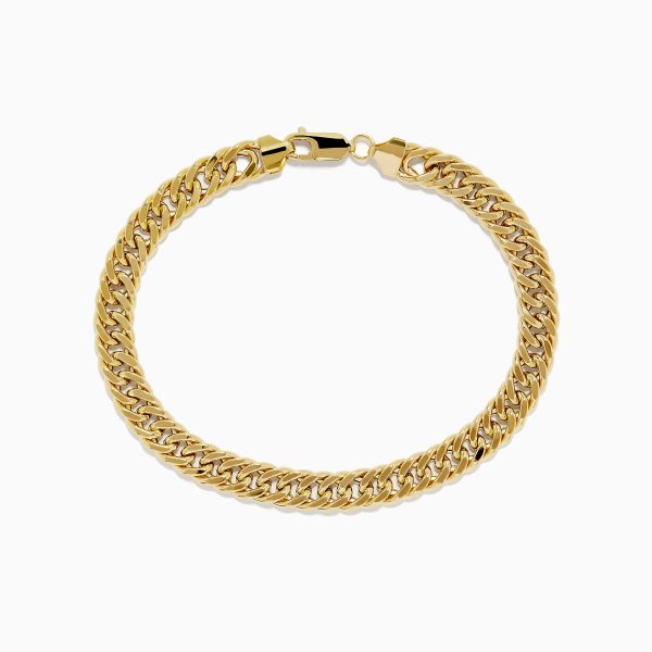 14K Two-Tone Yellow and White Gold Reversible Curb Chain Link Bracelet 9  Sale