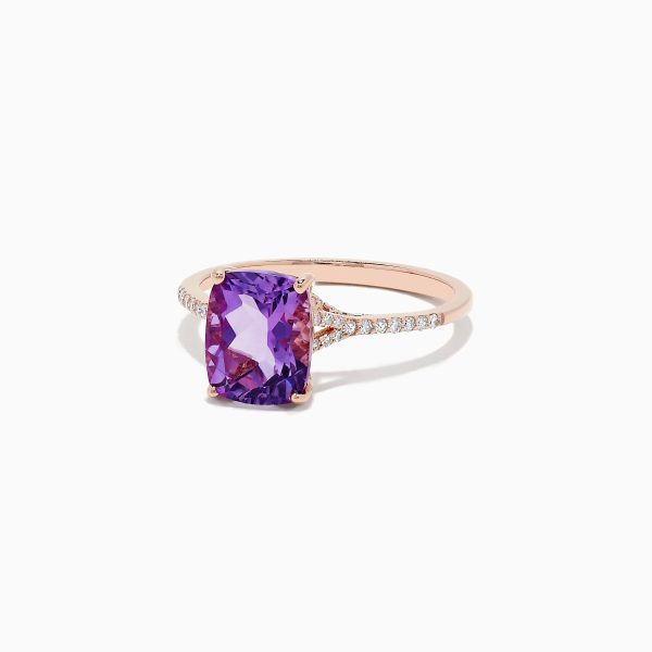 14K Rose Gold Amethyst and Diamond Ring, 2.21 TCW Discount