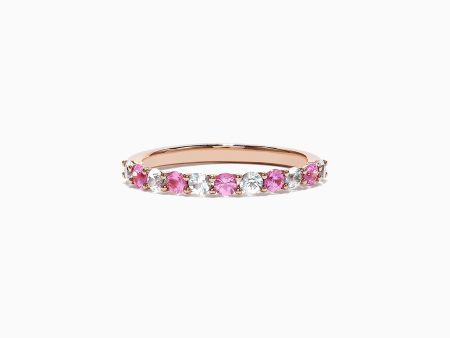 14K Rose Gold Pink and White Sapphire Band Ring, 0.94 TCW Online now