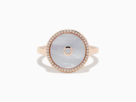 14K Rose Gold Mother of Pearl and Diamond Ring, 0.12 TCW Supply