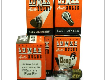 Vintage Lumax 6 Volt 48 Watt SCC, CAT. No. A17B. Auto Bulb, Unused. Hot on Sale