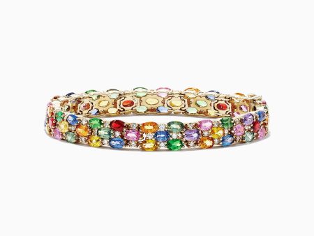 Watercolors 14K Gold Multi Sapphire & Diamond Bracelet, 24.54 TCW Online Sale