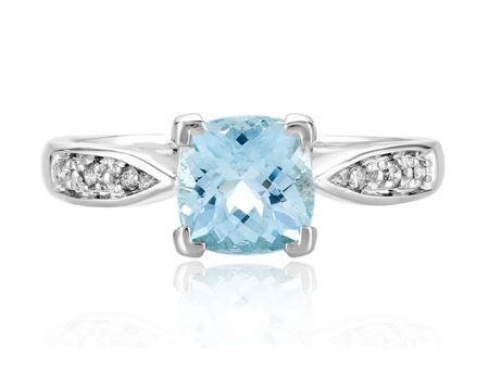 Aquarius 14K White Gold Aquamarine and Diamond Ring, 1.35 TCW Online Sale