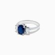 14K White Gold Oval Blue Sapphire and Diamond Ring, 2.29 TCW For Sale