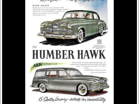 Humber Hawk & Estate. Original Vintage Advert From October 19th, 1955. For Sale