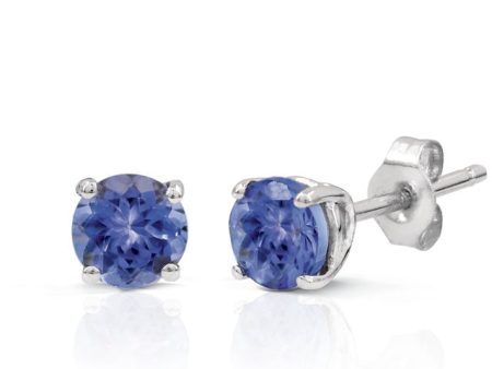 14K White Gold Round Tanzanite Stud Earrings, 0.65 TCW Online now