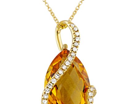 Sunset 14K Yellow Gold Citrine and Diamond Pendant, 8.69 TCW Cheap