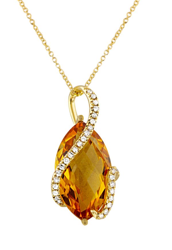 Sunset 14K Yellow Gold Citrine and Diamond Pendant, 8.69 TCW Cheap