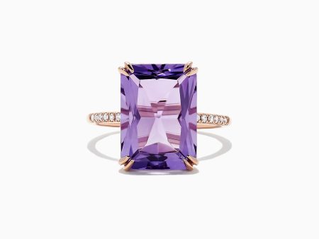 14K Rose Gold Amethyst and Diamond Ring, 7.26 TCW Online Sale