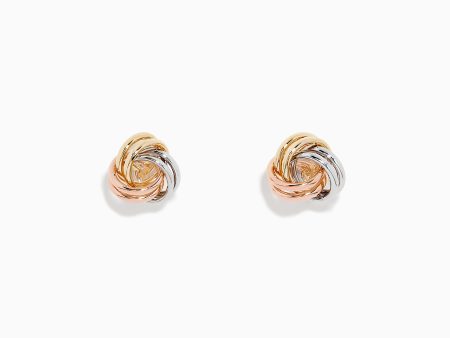 14K Three Color Gold Double Love Knot Earrings Cheap