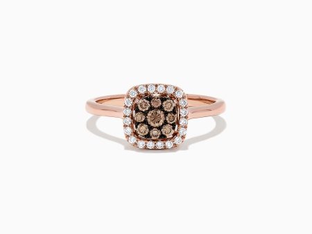 14K Rose Gold Brown and White Diamond Ring, 0.45 TCW Supply