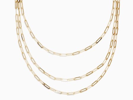 14K Yellow Gold 18  Layered Paperclip Chain Necklace Online Sale