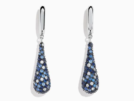 Splash Sterling Silver Blue Sapphire Drop Earrings, 4.10 TCW Online now