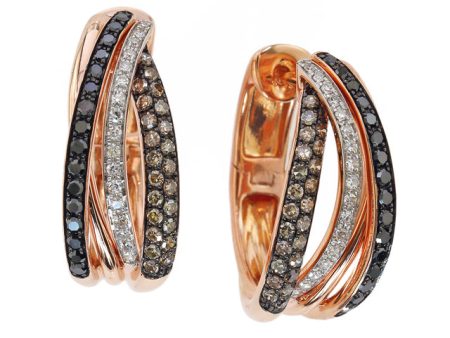 14K Rose Gold Black, Espresso and White Diamond Earrings Online Sale