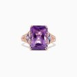 14K Rose Gold Amethyst, Tanzanite and Diamond Cocktail Ring, 7.60 TCW Sale