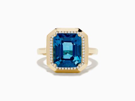 Ocean Bleu 14K Yellow Gold London Bleu and Diamond Ring Online Hot Sale