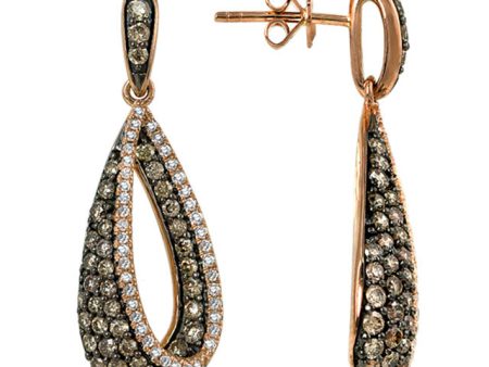 14K Rose Gold Espresso & White Diamond Earrings, 1.3 TCW Online