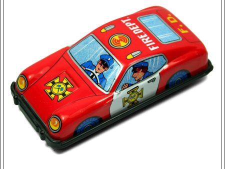 Fire Department Car, Vintage Tin Toy, Kyoei, Japan. Online Sale