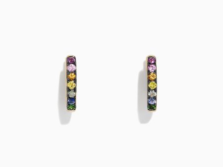 Watercolors 14K Gold Multi Sapphire Mini Hoop Earrings, 0.66 TCW Online