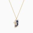 Seaside 14K Yellow Gold Sapphire and Diamond Seahorse Pendant For Discount