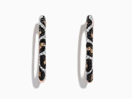 14K Rose Gold Diamond Leopard Spot Hoop Earrings, 0.78 TCW Cheap