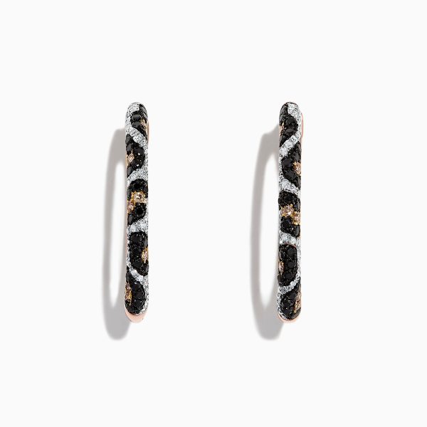 14K Rose Gold Diamond Leopard Spot Hoop Earrings, 0.78 TCW Cheap