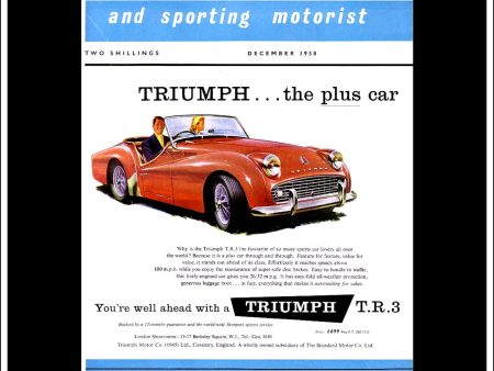 Triumph T.R.3 Cover Advert. Original Vintage Advert From December, 1958. Supply