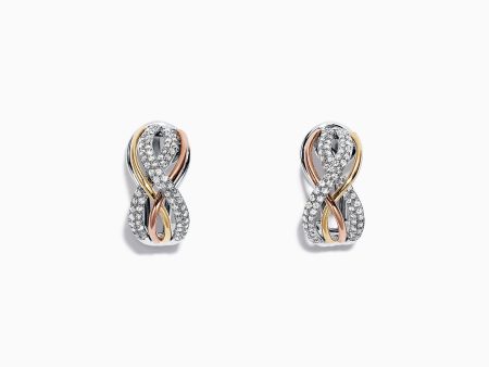 Trio 14K Tri Color Gold 1 2  French Clip Diamond Earrings, 0.55 TCW Fashion