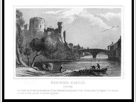 Barnard Castle, County Durham, England. Antique Print, Steel Engraving c. 1846. Supply