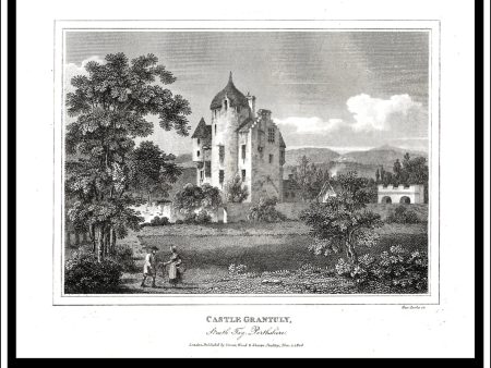 Castle Grantuly, Perthshire, Scotland. Antique Print, Copper Plate Engraving 1806. Cheap