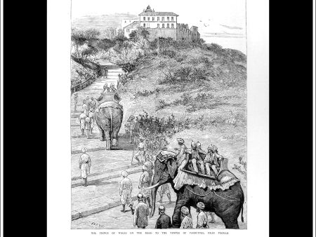 The Prince Of Wales On The Road To The Temple Of Parbuttee, Near Poonah. Antique Print, Wood Engraving, The Graphic Full Page, May 1st, 1876. Online