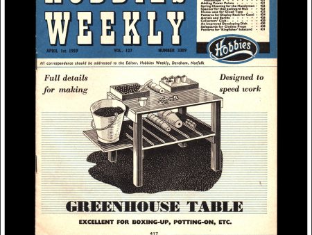 Hobbies Weekly Magazine, Vol. 127, No. 3309, April 1st, 1959. Plan For A Cacti Display Rack. on Sale