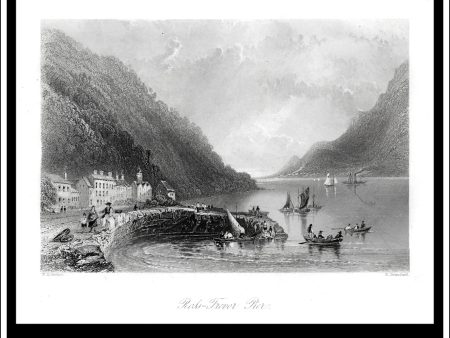 Ross-Trevor Pier, Co. Down, Northern Ireland. Antique Print, Steel Engraving c. 1840. (Rostrevor, Rosstrevor)) Online Hot Sale