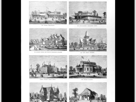 The American Centennial Exhibition, Buildings In The Grounds Of Fairmount Park, Philadelphia. Antique Print, Wood Engraving, The Graphic Full Page, May 13th, 1876. Online