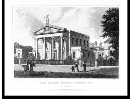 The Court House, Beverley, Yorkshire, England. Antique Print, Steel Engraving c. 1846. For Discount