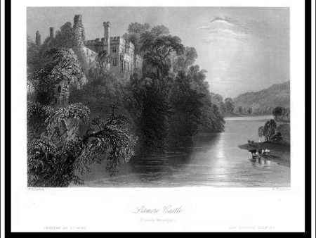 Lismore Castle, Co. Wexford, Ireland. Antique Print, Steel Engraving c. 1840. Discount