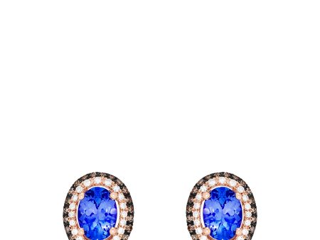 14K Rose Gold Tanzanite and Diamond Stud Earrings, 1.70 TCW Sale