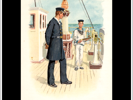 Lieutenant And Signal Boy (19th Century), Her Majesty s Navy. Antique Print c. 1890. Supply