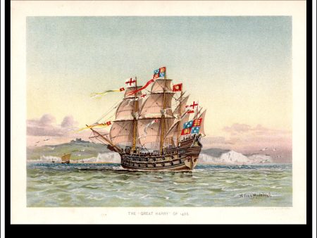 The Great Harry Of 1488, Her Majesty s Navy. Antique Print c. 1870. Supply