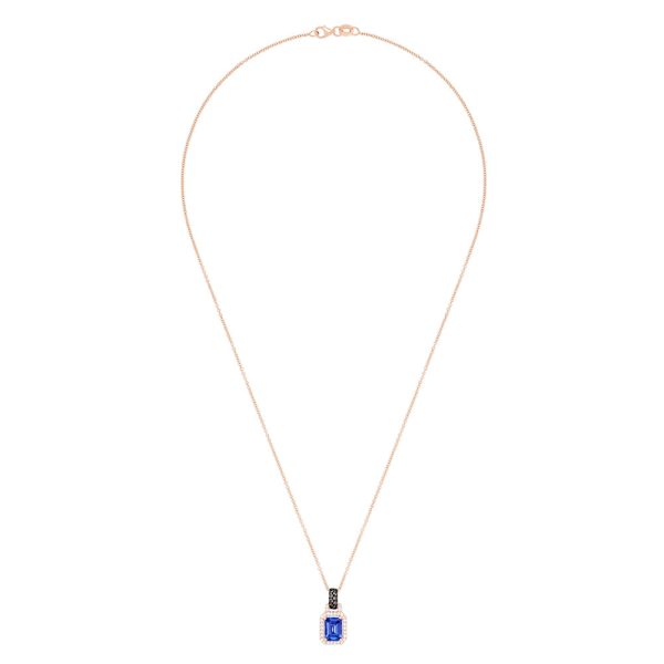 14K Rose Gold Emerald Cut Tanzanite and Diamond Pendant, 1.56 TCW Online Hot Sale