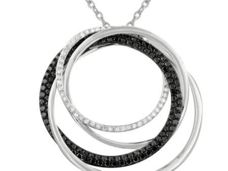 14K White Gold Black and White Diamond Pendant, 1.06 TCW For Discount