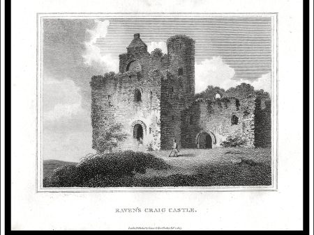 Raven s Craig Castle, Fifeshire, Scotland. Antique Print, Copper Plate Engraving 1806. For Discount