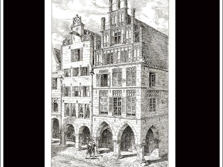 The Principal Market, Munster - The Building News. Antique Print, Lithograph 1884. Online Sale