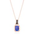 14K Rose Gold Emerald Cut Tanzanite and Diamond Pendant, 1.56 TCW Online Hot Sale