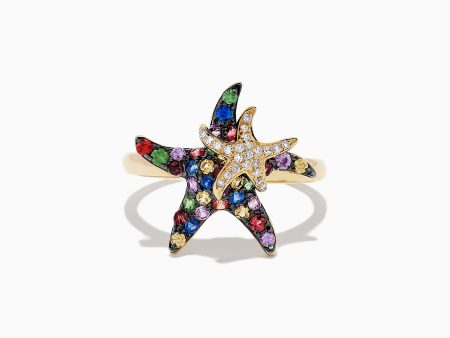 Watercolors 14K Yellow Gold Sapphire & Diamond Starfish Ring, 0.84 TCW Online Hot Sale