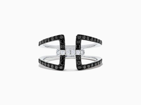 14K White Gold Black and White Diamond Ring, 0.49 TCW Supply