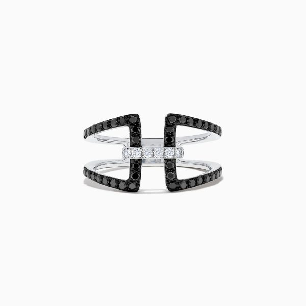 14K White Gold Black and White Diamond Ring, 0.49 TCW Supply