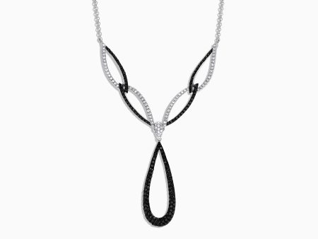 14K White Gold Black and White Diamond Necklace, 1.46 TCW Hot on Sale